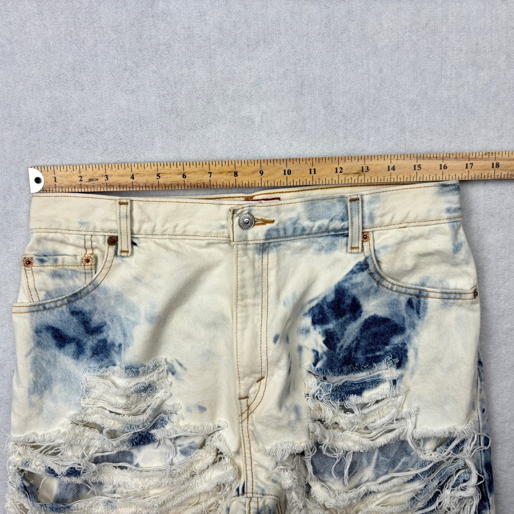 Vintage 2003 Levis 550 Custom Acid Wash Shorts Unisex 33 Shredded Denim 16 32 34 - Picture 5 of 8